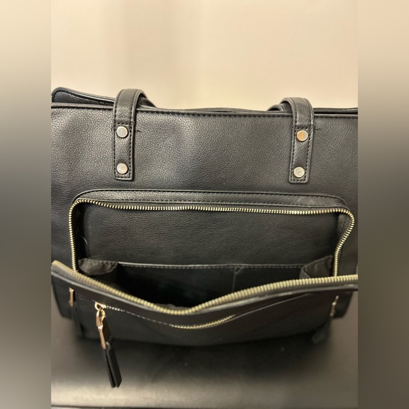 Miztique Black Organizer Shoulder-bag Purse with Gold accents. - Picture 6 of 8